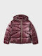 Kinder Steppjacke Kurz mit Kapuze Bordeaux