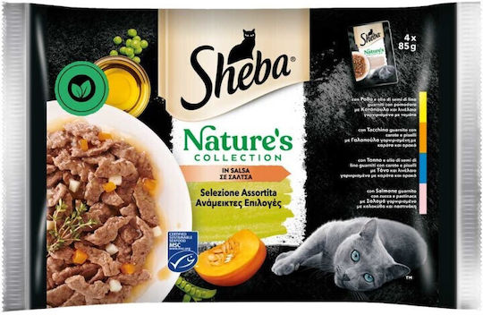 Sheba Nature's Collection Wet Food for Adult Cats in Pouches with Poultry Grain-Free 4x85gr