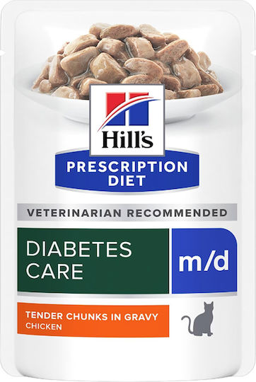 Hill's M/D Diabetes Care Υγρή Τροφή για Ενήλικες Γάτες σε Φακελάκι με Κοτόπουλο 85gr