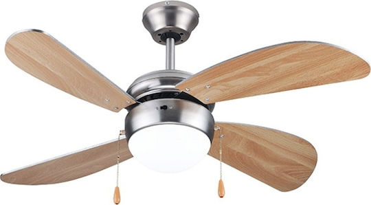Muhler Ventilator de Tavan 105cm cu Lumină Maro / Argintiu