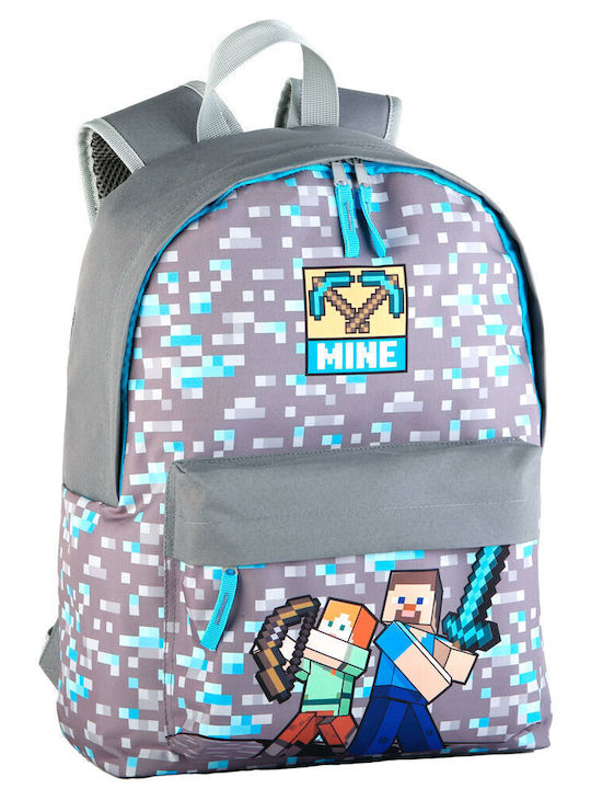 TOYBAGS Minecraft Authentic Σχολική Τσάντα Πλάτης Δημοτικού σε Γκρι χρώμα