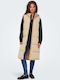 Only Women's Long Puffer Jacket for Spring or Autumn with Hood Beige