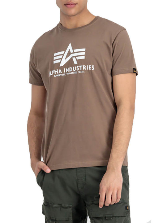 Alpha Industries Herren T-Shirt Kurzarm Braun