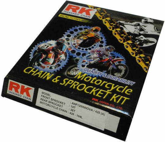 RK Комплект верига и зъбни колела за Honda ANF 125 Инова / Инова 125