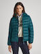 Pepe Jeans E1 Drop 2b Maddie Women's Short Puffer Jacket for Spring or Autumn Green