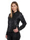 Leatherland Women's Short Biker Leather Jacket for Winter Black