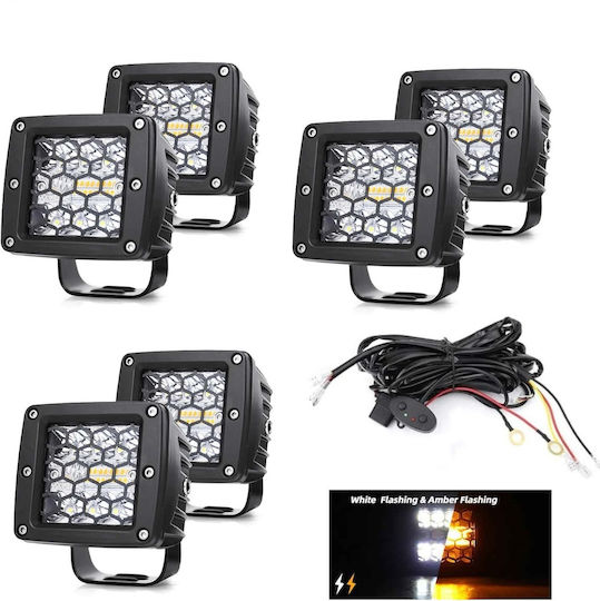 Τετράγωνοι Προβολείς Αυτοκινήτου LED Mazda 6 / 2 Mercedes-Benz V Mitsubishi Pick-up 10 - 30V 4cm με Λευκό Φωτισμό 6τμχ