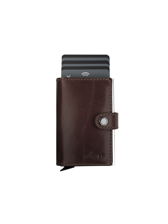 Pularys Ανδρικό Πορτοφόλι Καρτών με RFID Καφέ