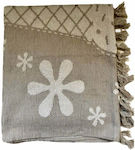 Tre Orsi Beach Towel Beige with Fringes 175x98cm.