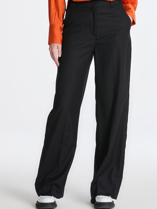 Women's Fabric Trousers Regular Fit Black