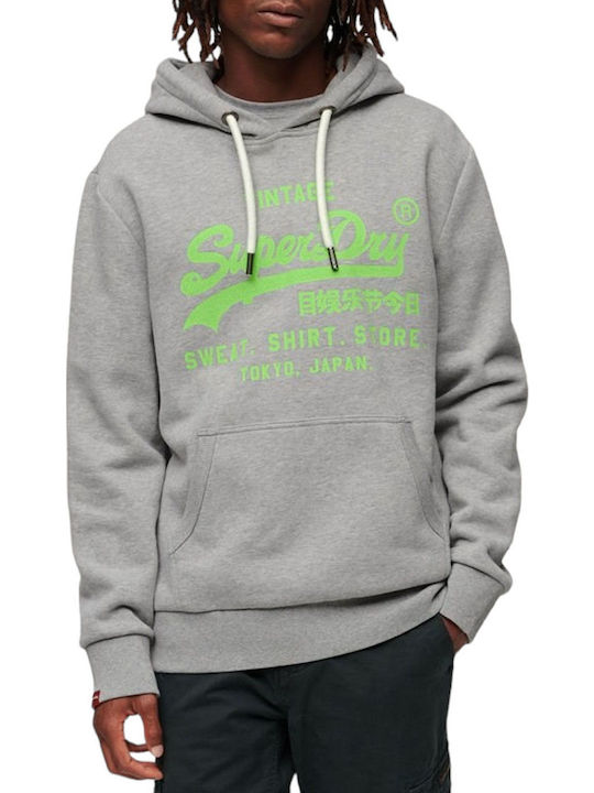 Superdry Neon Vintage Logo Φούτερ Γκρι με Κουκούλα