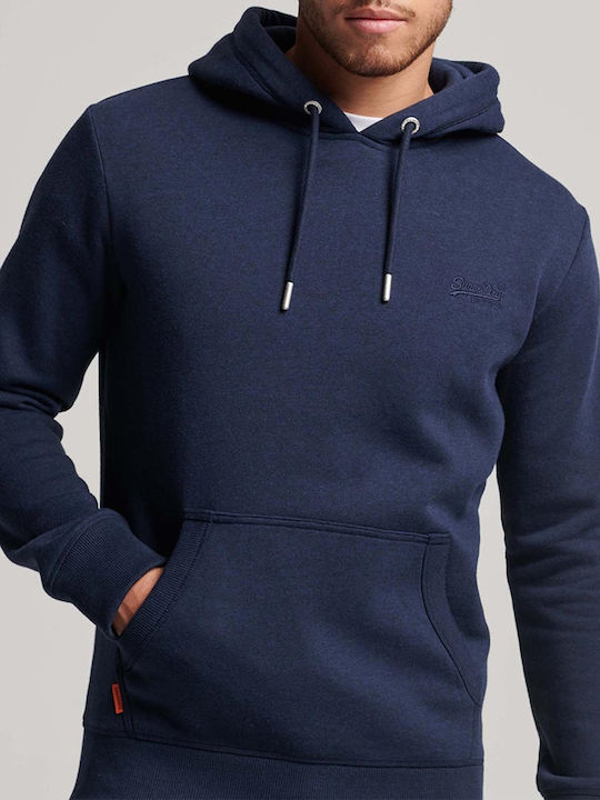Superdry Φούτερ με Κουκούλα Navy Μπλε