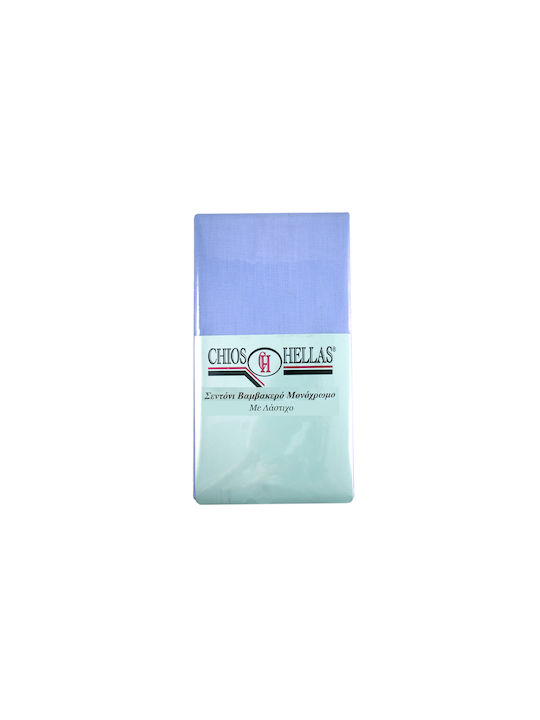 Chios Hellas Sheet Semi Double with Elastic Band from Cotton & Polyester Light Blue 120x200cm