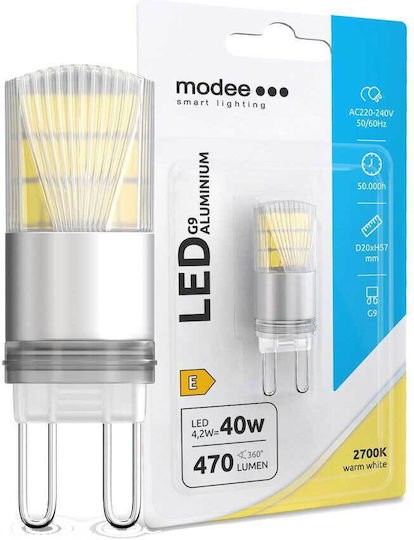 Modee Lighting LED Glühbirne 4,2W 143mm für G9 Fassung Warmes Weiß 470lm