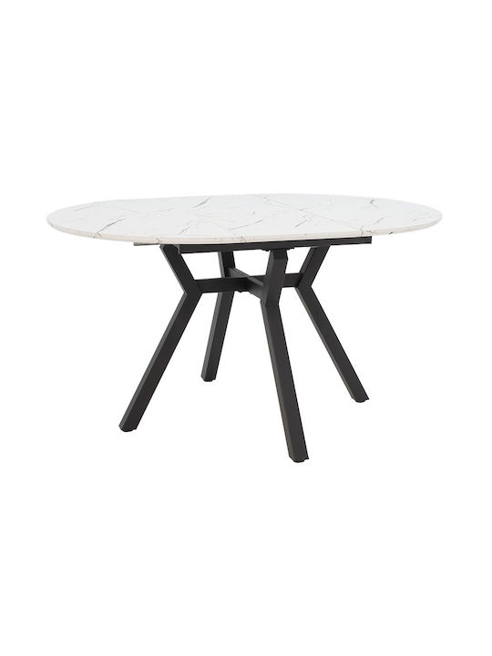 Frances Dining Room Oval Table Extendable White 100(+40)x100x75cm