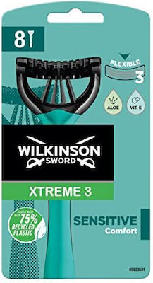 Wilkinson Sword Xtreme 3 Disposable Razors with 3 Blades for Sensitive Skin 8pcs