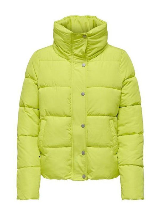 Only Women's Short Puffer Jacket for Spring or Autumn Limeade