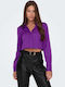 Only Women's Satin Long Sleeve Shirt Purple