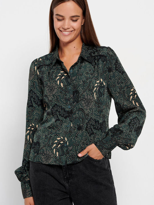 Funky Buddha Women's Long Sleeve Shirt Pepper Green