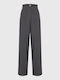 Funky Buddha Women's Fabric Trousers in Regular Fit Gray