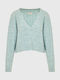 Funky Buddha Short Women's Knitted Cardigan with Buttons Green