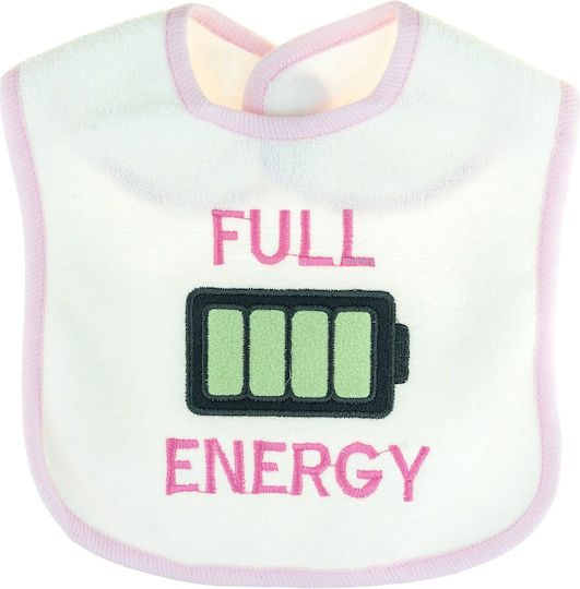 Baby Tone Σαλιάρα Υφασμάτινη με Αυτοκόλλητο Λευκή / Ροζ