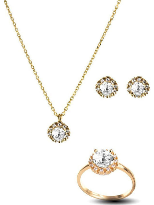 Paraxenies Set with Necklace , Earrings & Ring from Silver Gold Plated with Stones