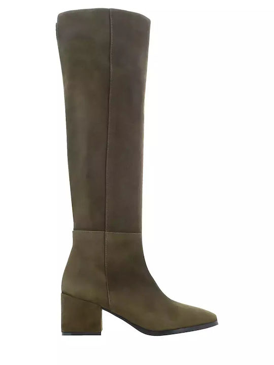 Suede Over the Knee Women's Boots Martina 27 Khaki