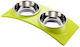 Plastic Bowl Food & Water for Dog with Base in Green Color