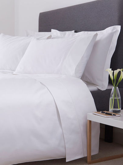 Le Blanc Cearșaf de Hotel Alb Semi-Dublu 180x280cm Bumbac și poliester 1buc