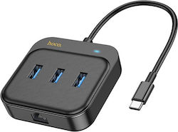 Hoco HB35 USB 3.0 Hub 3 Porturi cu conexiune USB-C / Ethernet