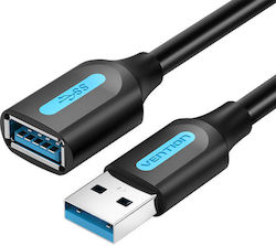 Vention USB 3.0 Cablu USB-A de sex masculin - USB-A femelă Negru 0.5m CBHBD