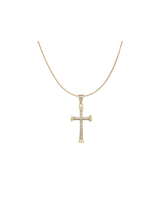 Tribute Women's Cross from Gold Plated Silver with Chain
