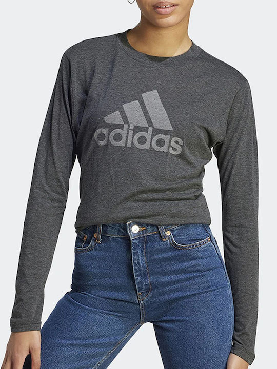 Adidas Women's Athletic Blouse Long Sleeve Gray