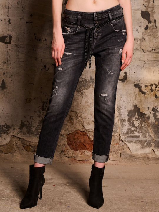 Staff IRENE Damenjeans in Boyfriend Passform Schwarz