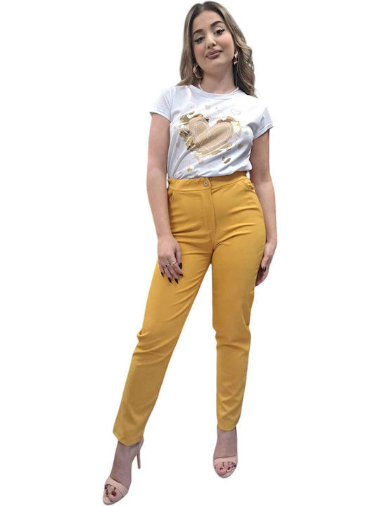 Remix Women's Fabric Trousers Yellow