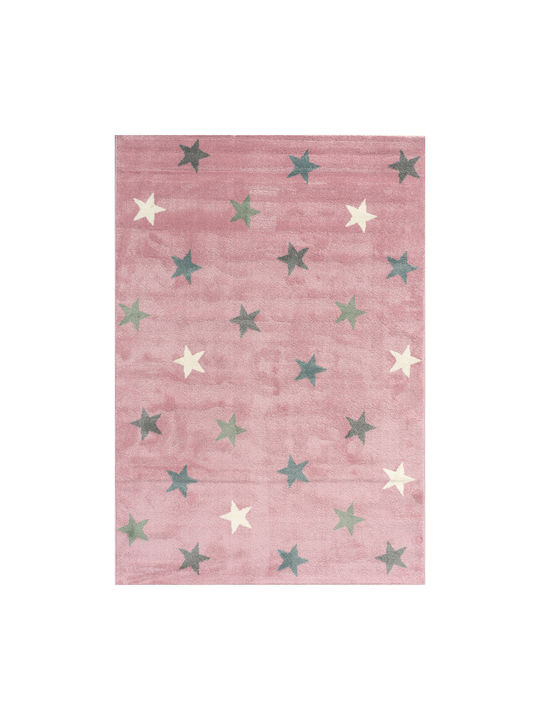 Isexan Kinder Teppich Sterne Rosa 160x230cm