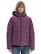 Emerson Women's Short Puffer Jacket Waterproof and Windproof for Winter with Hood Purple