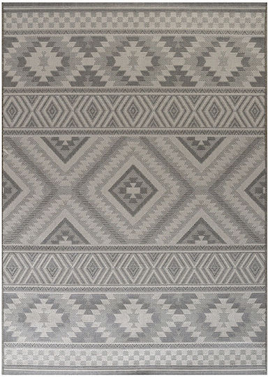 Tzikas Carpets Novo Χαλί Εξωτερικού Χώρου Ορθογώνιο Ψάθινο Μαύρο-ασημί 133x190cm