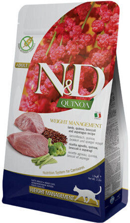 Farmina N&D Quinoa Weight Management Dry Food Grain-Free & Gluten-Free for Adult Cats with Sensitive Gastrointestinal with Lamb Quinoa & Broccoli 1.5kg