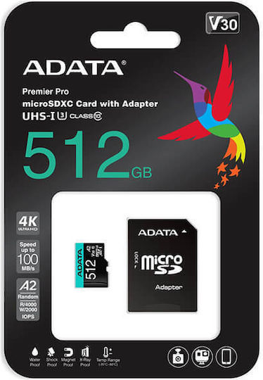 Adata High Endurance microSDXC 512GB U3 V30 A2 UHS-I 100MB/s with Adapter