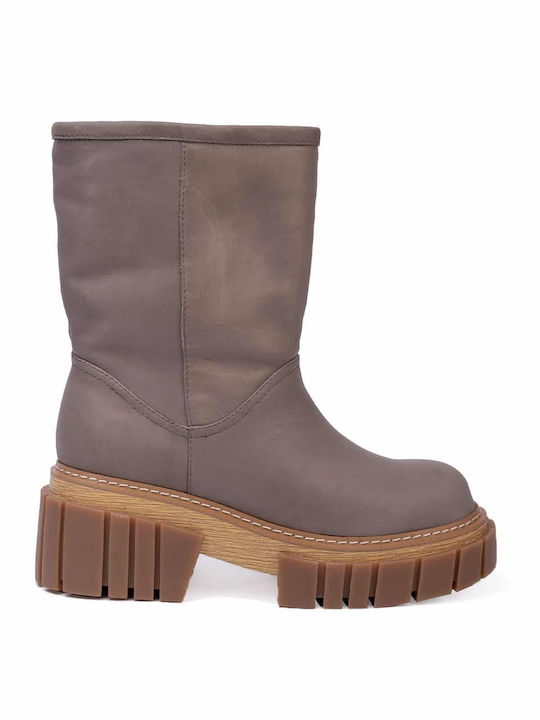 Favela Leder Damen Knöchelstiefel Beige