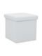 Stool For Living Room Collapsible With Storage Space Upholstered with Leatherette White 38x38x38cm