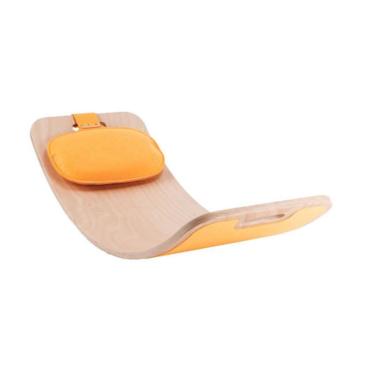 Curve Lab Spielzeug Balance Spielzeug Holzbrett Perfect Arc Light Orange Felt & Light Orange Felt Kissen
