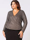 Women's Blouse Long Sleeve with V Neckline Brown