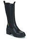 Synthetic Leather Medium Heel Women's Boots with Zipper / Rubber Black