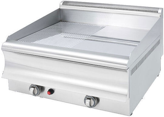 Visvardis Gewerbliche Flachgrillplatten LPG 75x90x32cm 19kW mit glatter & geriffelter Platte