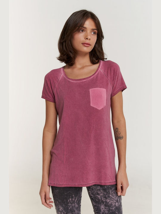 Edward Jeans Damen T-shirt Burgundisch