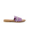 Ioannis Leather Women's Flat Sandals in Purple Color