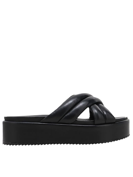 Carrano Pantofi cu platformă Leather Crossover Women's Sandals Black